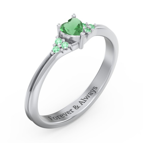 Narrow Heart Ring with Shoulder Accents