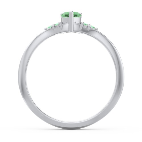 Narrow Heart Ring with Shoulder Accents