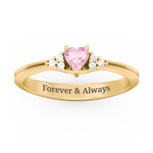 Narrow Heart Ring with Shoulder Accents