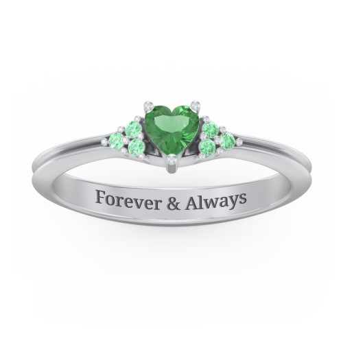 Narrow Heart Ring with Shoulder Accents