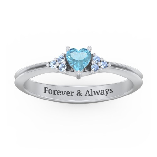 Narrow Heart Ring with Shoulder Accents
