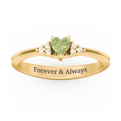 Narrow Heart Ring with Shoulder Accents