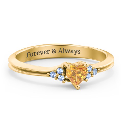 Narrow Heart Ring with Shoulder Accents