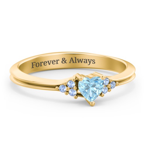 Narrow Heart Ring with Shoulder Accents