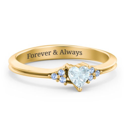 Narrow Heart Ring with Shoulder Accents