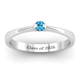Semi Bezel Set Solitaire Ring in 925 Sterling Silver with Blue Topaz