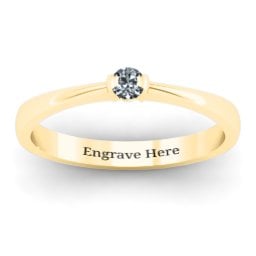 Semi Bezel Set Solitaire Ring in 9K Solid Yellow Gold with Cubic Zirconia