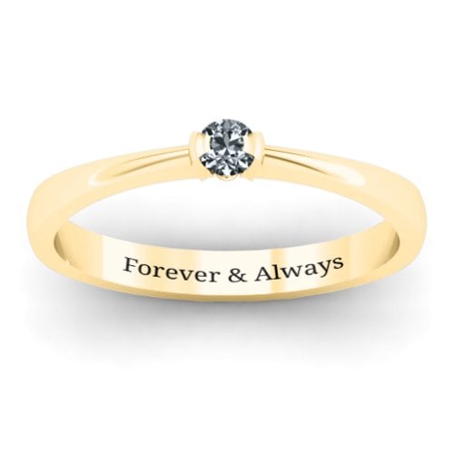 Semi Bezel Set Solitaire Ring – 9kt Yellow Gold with Cubic Zirconia