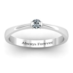 Semi Bezel Set Solitaire Ring in 925 Sterling Silver with Diamond