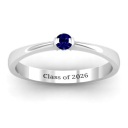 Semi Bezel Set Solitaire Ring in 925 Sterling Silver with Blue Sapphire