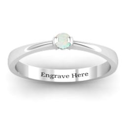 Semi Bezel Set Solitaire Ring in 925 Sterling Silver with Opal
