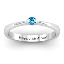 Semi Bezel Set Solitaire Ring in 925 Sterling Silver with Blue Topaz