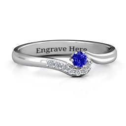 Solitaire Wave Ring with Stone Accents
