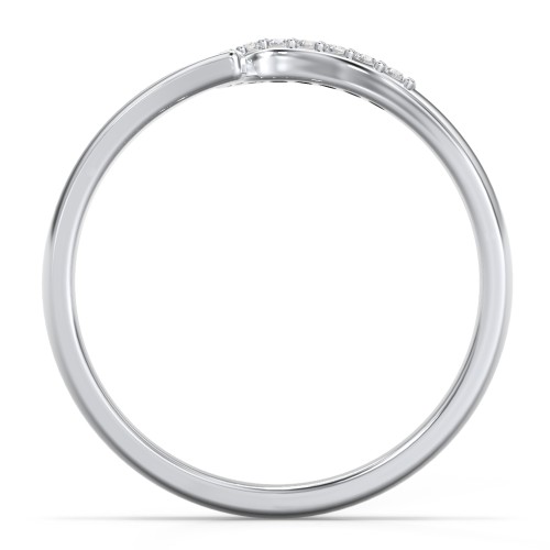Wave Band Ring with Stone Accents – Sterling Silver with Diamond
