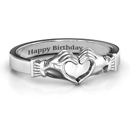 Sculpted Hand Heart Ring in 925 Sterling Silver