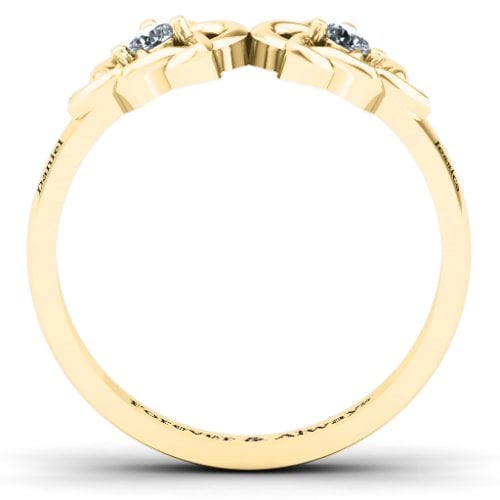 Double Celtic Gemstone Ring – 9kt Yellow Gold with Cubic Zirconia