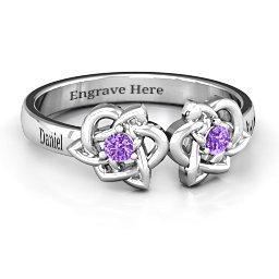 Double Celtic Gemstone Ring in 925 Sterling Silver with Amethyst