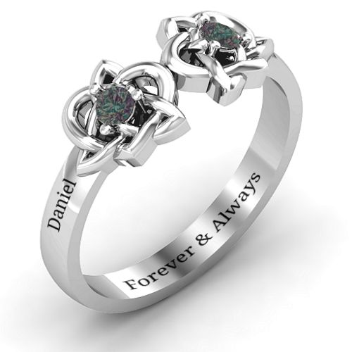 Double Celtic Gemstone Ring – Sterling Silver with Alexandrite