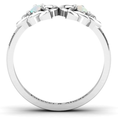 Double Celtic Gemstone Ring – Sterling Silver with Opal