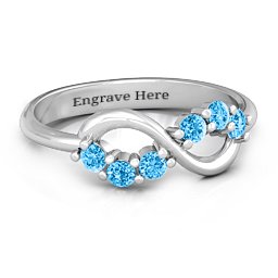 Split Infinity Ring in 925 Sterling Silver with Blue Topaz