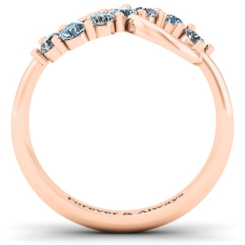 Infinity Ring – 9kt Rose Gold with Cubic Zirconia and Aquamarine