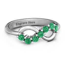 Infinity Ring in 925 Sterling Silver with Emerald