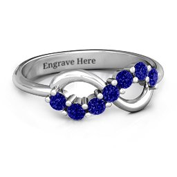 Infinity Ring in 925 Sterling Silver with Blue Sapphire