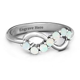 Infinity Ring in 925 Sterling Silver with Opal