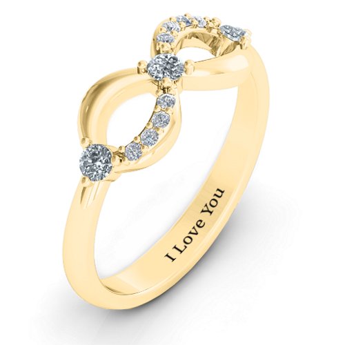 Three Stone Infinity Ring with Accents