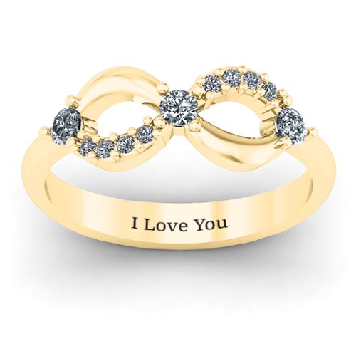 Three Stone Infinity Ring with Accents