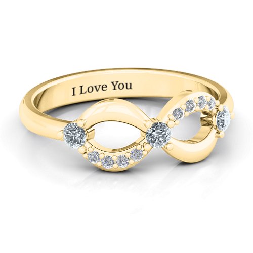 Three Stone Infinity Ring with Accents