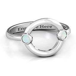 Double Stone Karma Ring in 925 Sterling Silver with Opal