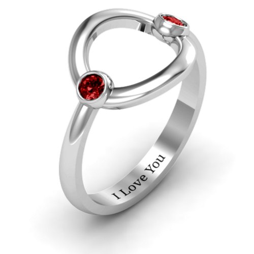 Double Stone Karma Ring – Sterling Silver with Garnet