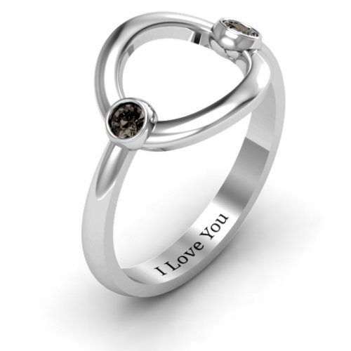 Double Stone Karma Ring – Sterling Silver with Smokey Quartz