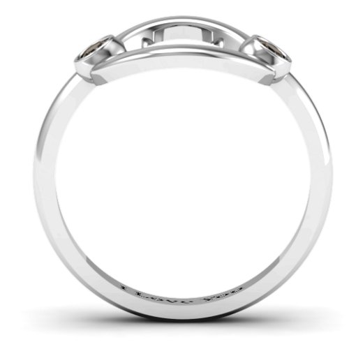 Double Stone Karma Ring – Sterling Silver with Smokey Quartz