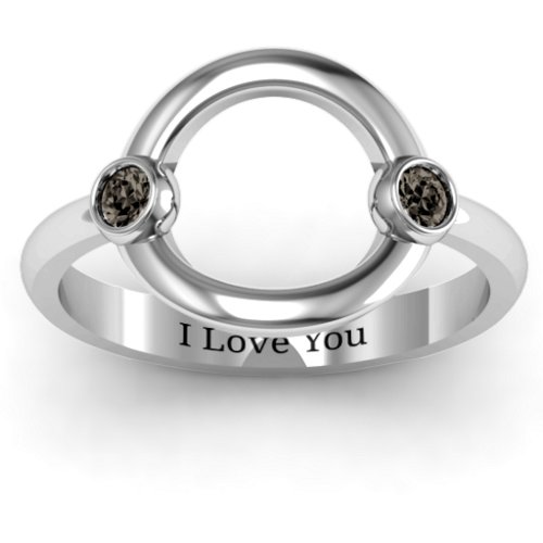 Double Stone Karma Ring – Sterling Silver with Smokey Quartz