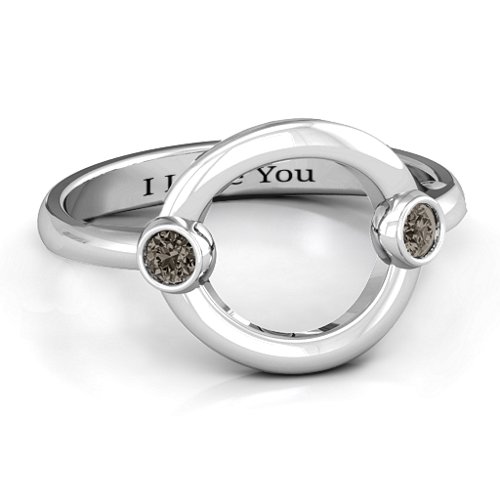 Double Stone Karma Ring – Sterling Silver with Smokey Quartz