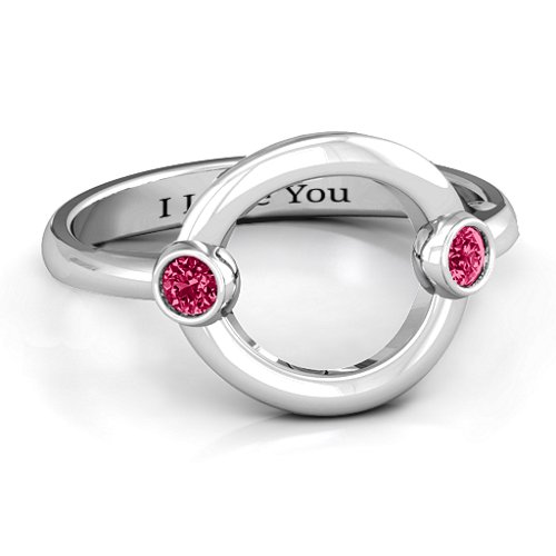 Double Stone Karma Ring – Sterling Silver with Ruby