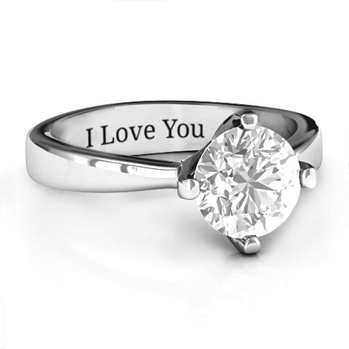 Large Stone Solitaire Ring – Sterling Silver with White Premium Zirconia