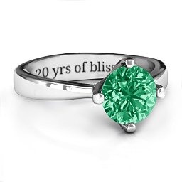 Large Stone Solitaire Ring in 925 Sterling Silver with Green Premium Zirconia