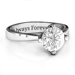 Large Stone Solitaire Ring in 925 Sterling Silver with White Premium Zirconia