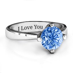 Large Stone Solitaire Ring in 925 Sterling Silver with Fancy Blue Premium Zirconia