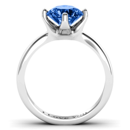 Large Stone Solitaire Ring – Sterling Silver with Fancy Blue Premium Zirconia