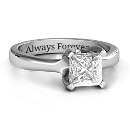 Large Princess Solitaire Ring in 925 Sterling Silver with White Premium Zirconia