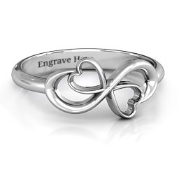 Duo of Hearts Infinity Ring in 925 Sterling Silver
