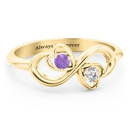 Pair of Hearts Infinity Ring with Gemstones