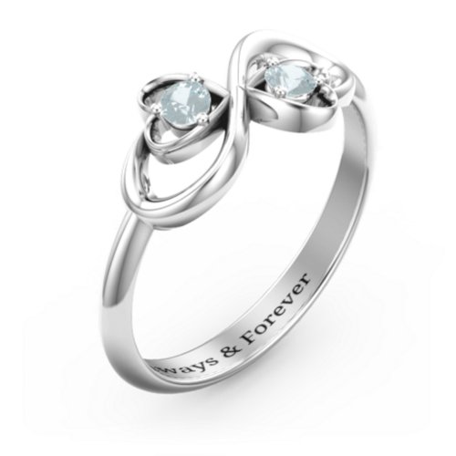 Pair of Hearts Infinity Ring with Gemstones