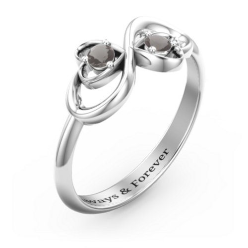 Pair of Hearts Infinity Ring with Gemstones