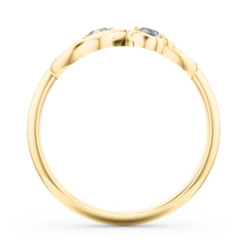 Pair of Hearts Infinity Ring with Gemstones – 9kt Yellow Gold with Diamond