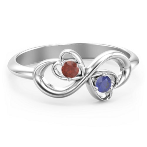 Pair of Hearts Infinity Ring with Gemstones